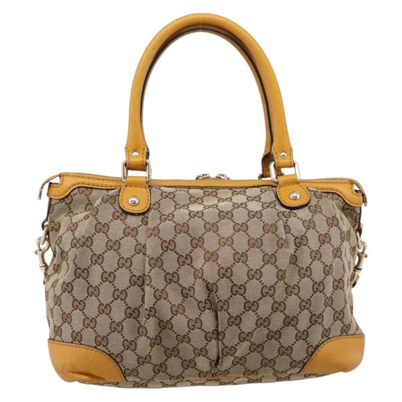 GUCCI GG Canvas Hand Bag 2way Beige Gold 247902 Auth ep16354