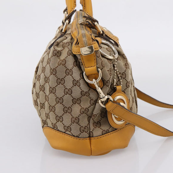 GUCCI GG Canvas Hand Bag 2way Beige Gold 247902 Auth ep16354