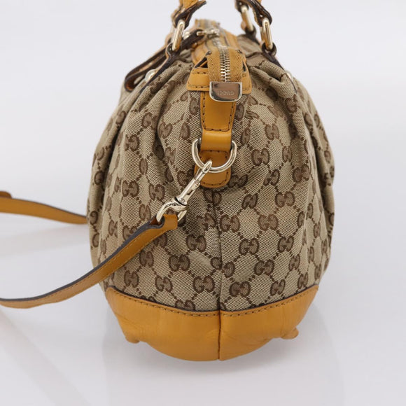 GUCCI GG Canvas Hand Bag 2way Beige Gold 247902 Auth ep16354