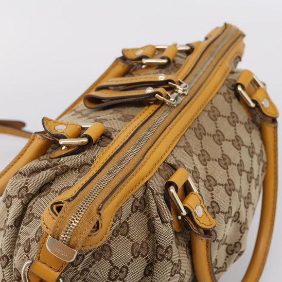GUCCI GG Canvas Hand Bag 2way Beige Gold 247902 Auth ep16354