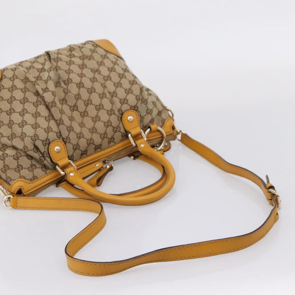 GUCCI GG Canvas Hand Bag 2way Beige Gold 247902 Auth ep16354