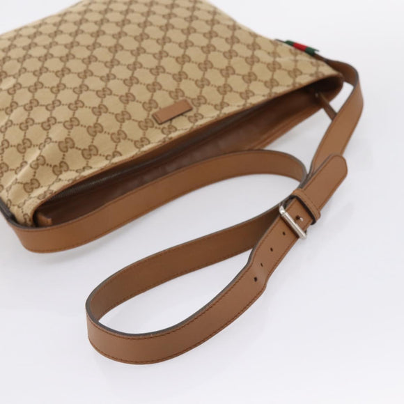 GUCCI GG Canvas Shoulder Bag Beige Silver 308930 Auth ep16355A