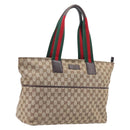GUCCI GG Canvas Web Sherry Line Tote Bag Beige 155524 Auth ep16356A-1