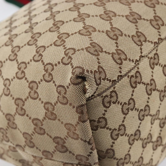 GUCCI GG Canvas Web Sherry Line Tote Bag Beige 155524 Auth ep16356A