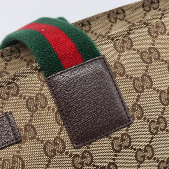 GUCCI GG Canvas Web Sherry Line Tote Bag Beige 155524 Auth ep16356A