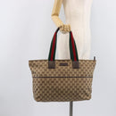 GUCCI GG Canvas Web Sherry Line Tote Bag Beige 155524 Auth ep16356A-27