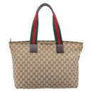 GUCCI GG Canvas Web Sherry Line Tote Bag Beige 155524 Auth ep16356A-2