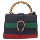 GUCCI Bamboo Dionysus Hand Bag Leather Navy Gold 448075 Auth ep16359V-13