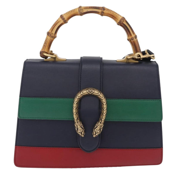 GUCCI Bamboo Dionysus Hand Bag Leather Navy Gold 448075 Auth ep16359V