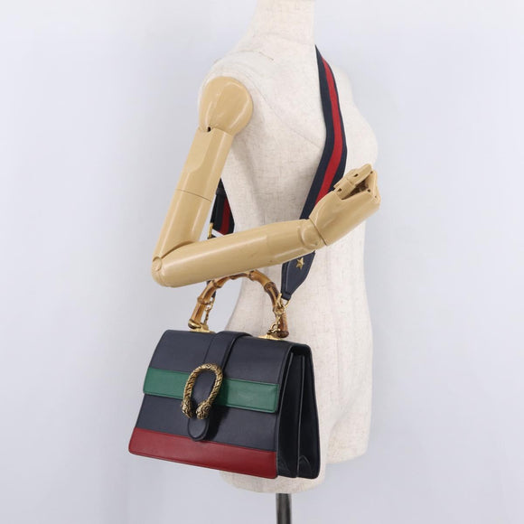 GUCCI Bamboo Dionysus Hand Bag Leather Navy Gold 448075 Auth ep16359V