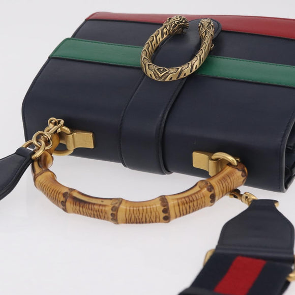GUCCI Bamboo Dionysus Hand Bag Leather Navy Gold 448075 Auth ep16359V