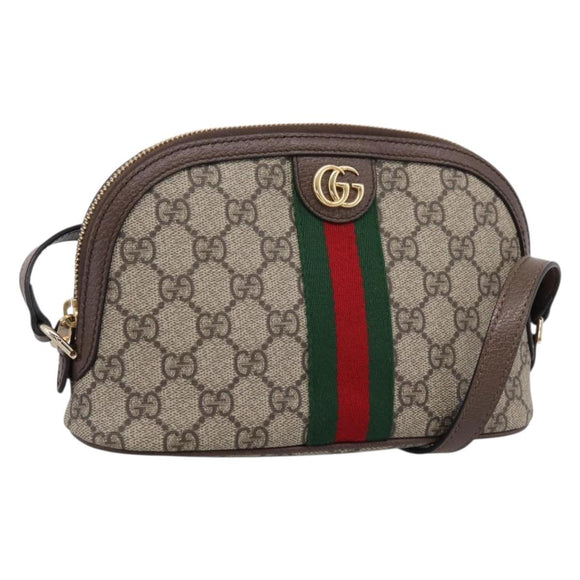 GUCCI GG Supreme Web Sherry Line Bag PVC Beige Gold 625551 Auth ep16364M