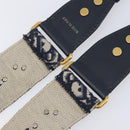 Christian Dior Trotter Canvas Shoulder Strap 37"" Navy Gold Silver Auth ep16365-8