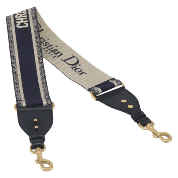 Christian Dior Trotter Canvas Shoulder Strap 36.6"" Navy Gold Auth ep16366