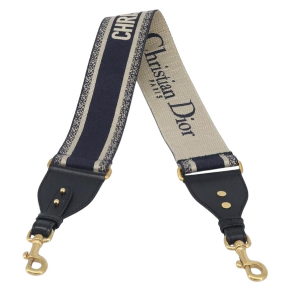Christian Dior Trotter Canvas Shoulder Strap 36.6"" Navy Gold Auth ep16366