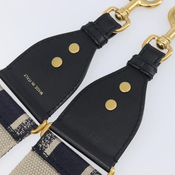 Christian Dior Trotter Canvas Shoulder Strap 36.6"" Navy Gold Auth ep16366