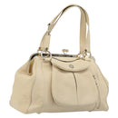 CELINE Hand Bag Leather Beige Gold Auth ep16369A-1