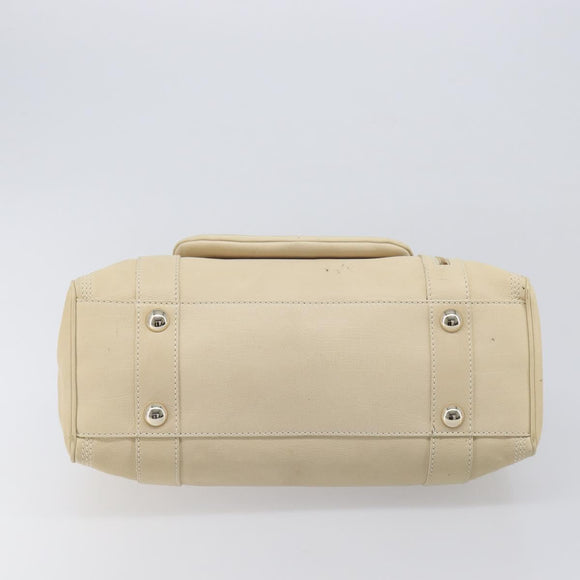 CELINE Hand Bag Leather Beige Gold Auth ep16369A