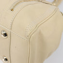 CELINE Hand Bag Leather Beige Gold Auth ep16369A-12