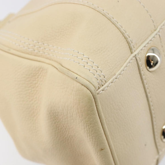 CELINE Hand Bag Leather Beige Gold Auth ep16369A