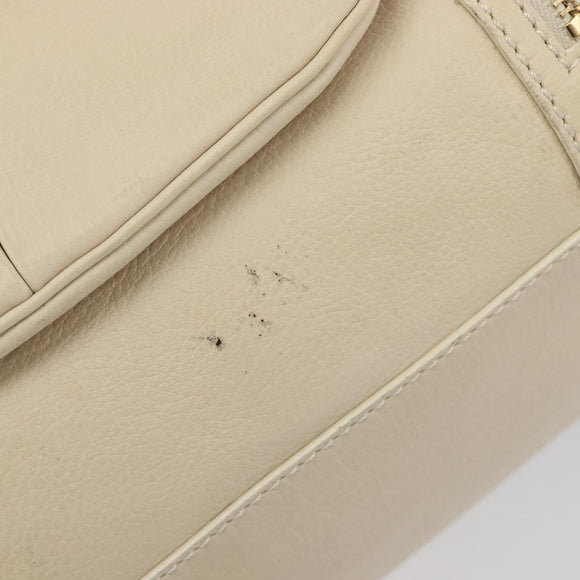 CELINE Hand Bag Leather Beige Gold Auth ep16369A