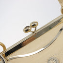 CELINE Hand Bag Leather Beige Gold Auth ep16369A-19