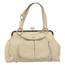 CELINE Hand Bag Leather Beige Gold Auth ep16369A-2
