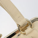 CELINE Hand Bag Leather Beige Gold Auth ep16369A-20