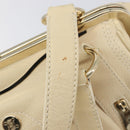 CELINE Hand Bag Leather Beige Gold Auth ep16369A-22