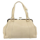 CELINE Hand Bag Leather Beige Gold Auth ep16369A-3