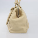 CELINE Hand Bag Leather Beige Gold Auth ep16369A-5