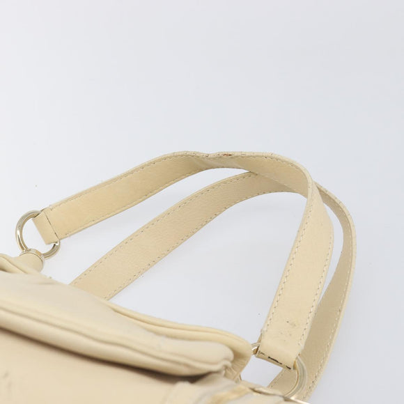 CELINE Hand Bag Leather Beige Gold Auth ep16369A
