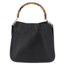GUCCI Bamboo Hand Bag Leather 2way Black Gold 001 1638 Auth ep16370-2