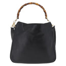 GUCCI Bamboo Hand Bag Leather 2way Black Gold 001 1638 Auth ep16370-3
