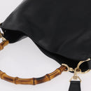 GUCCI Bamboo Hand Bag Leather 2way Black Gold 001 1638 Auth ep16370-6