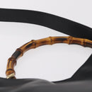 GUCCI Bamboo Hand Bag Leather 2way Black Gold 001 1638 Auth ep16370-8