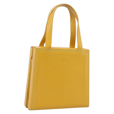 LOEWE Hand Bag Leather Yellow Gold Auth ep16372