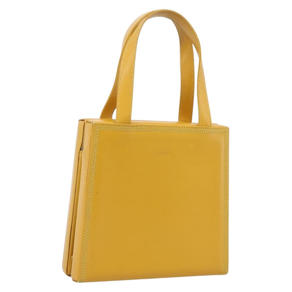 LOEWE Hand Bag Leather Yellow Gold Auth ep16372