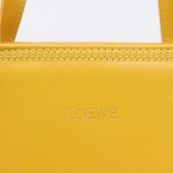 LOEWE Hand Bag Leather Yellow Gold Auth ep16372