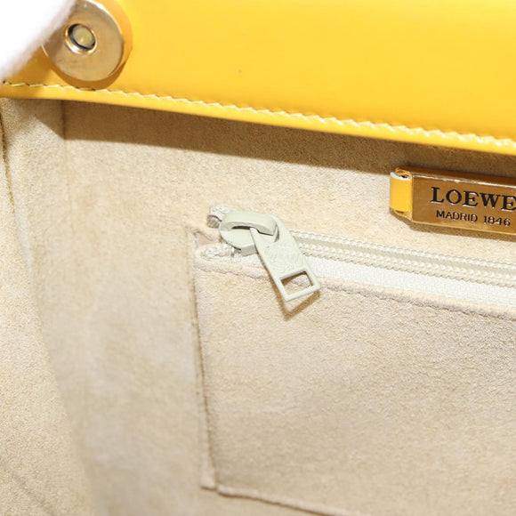 LOEWE Hand Bag Leather Yellow Gold Auth ep16372