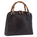 GUCCI Bamboo Hand Bag Leather Purple Gold 000 1186 Auth ep16375-1