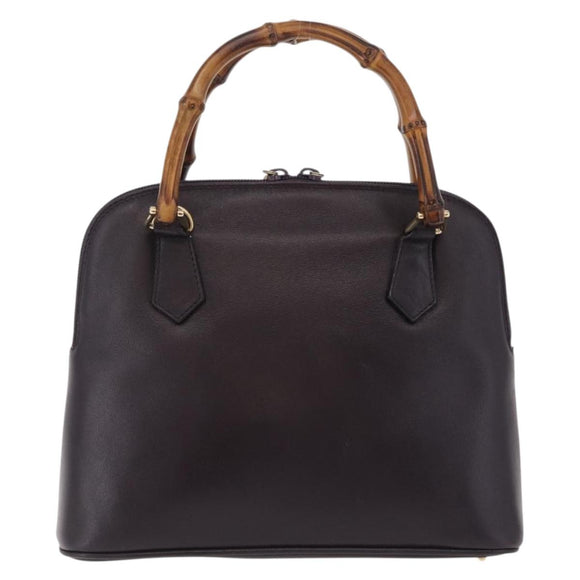 GUCCI Bamboo Hand Bag Leather Purple Gold 000 1186 Auth ep16375