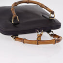 GUCCI Bamboo Hand Bag Leather Purple Gold 000 1186 Auth ep16375-7