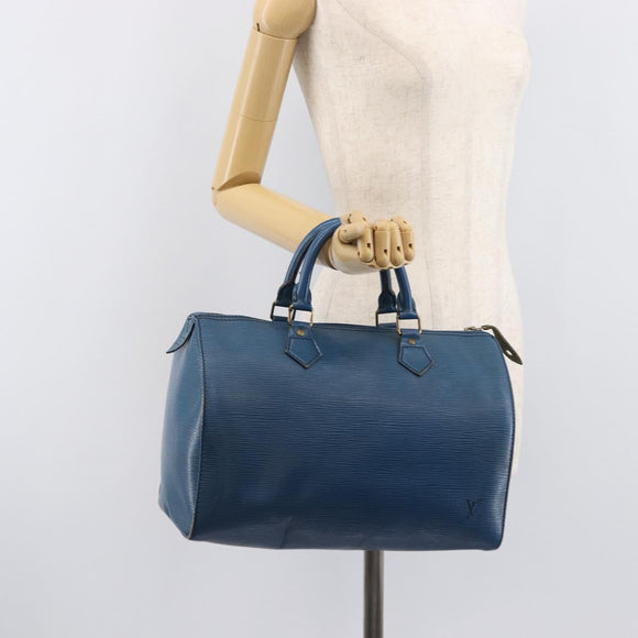 LOUIS VUITTON Epi Speedy 30 Hand Bag Toledo Blue M43005 LV Auth ep16377