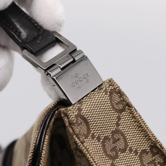 GUCCI GG Canvas Jackie Shoulder Bag Beige Silver 001 3734 Auth ep16380V