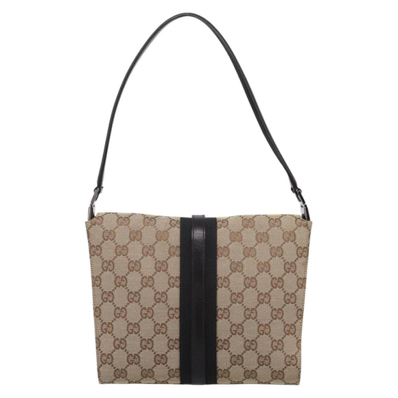 GUCCI GG Canvas Jackie Shoulder Bag Beige Silver 001 3734 Auth ep16380V
