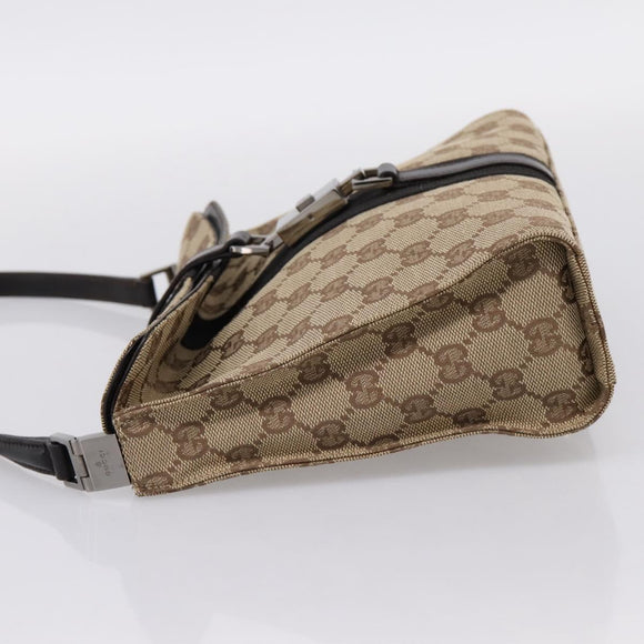 GUCCI GG Canvas Jackie Shoulder Bag Beige Silver 001 3734 Auth ep16380V