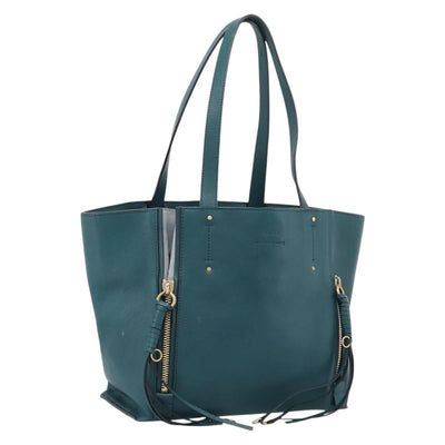 Chloe Milo Hand Bag Leather Green Gold Auth ep16383A