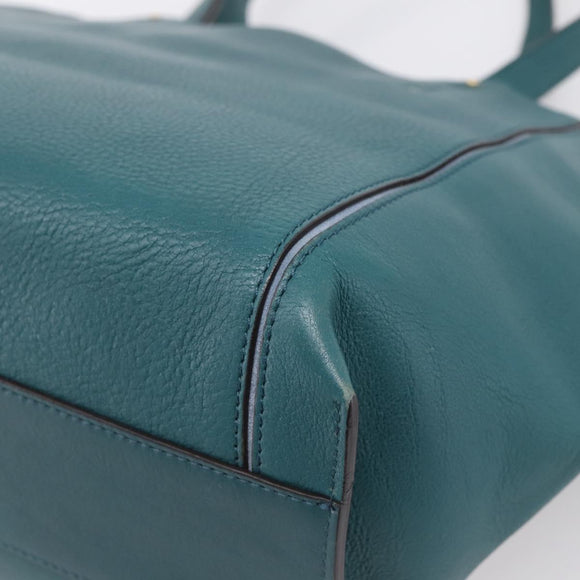 Chloe Milo Hand Bag Leather Green Gold Auth ep16383A
