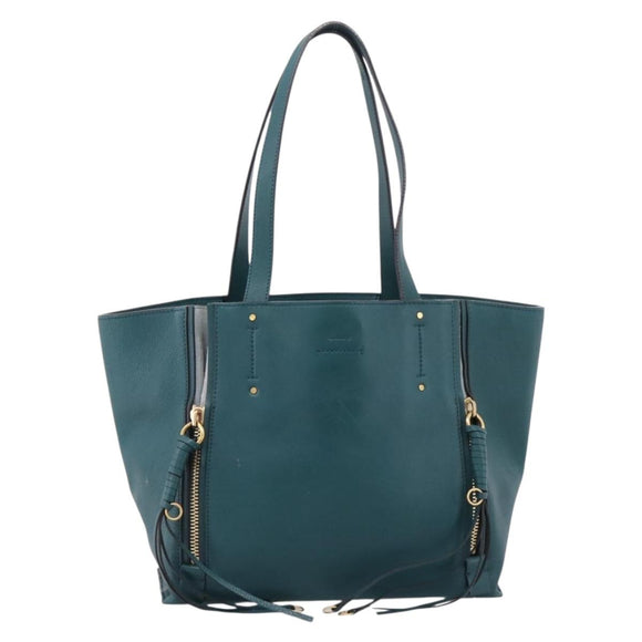Chloe Milo Hand Bag Leather Green Gold Auth ep16383A